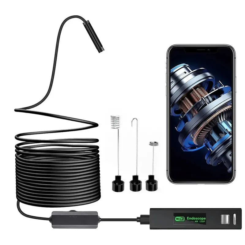 1200P Wireless Endoscope for Automotive Inspection IP67 Waterproof WiFi Borescope Camera Compatible Android and IOS iPad PC