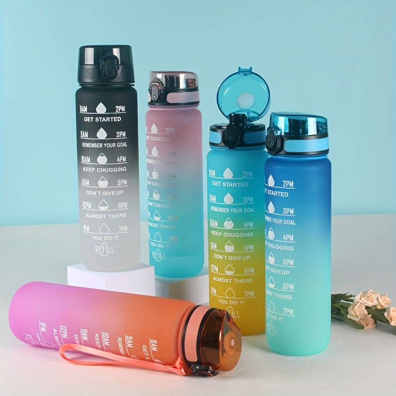 1PC 1L Leak-Proof Motivational Water Bottle with Time Marker - Perfect for Fitness, Gym & Outdoor Sports!