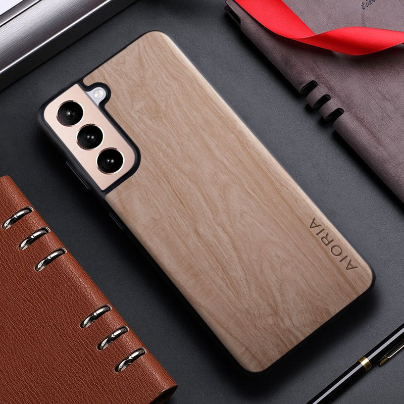 Bamboo Wood Pattern Leather Back Cover For Samsung Galaxy S21 S22 S20 Ultra Plus FE Phone Case