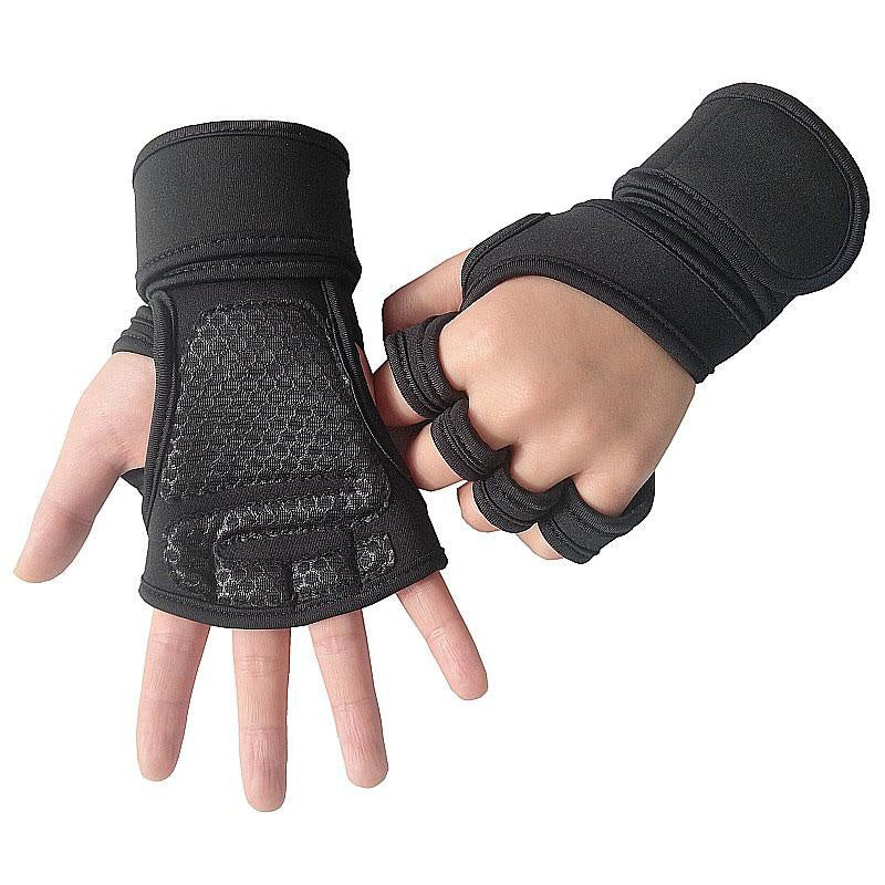 Unisex Fingerless Gloves: Perfect for Weightlifting, Gym Workout, Bodybuilding & Dumbbell Training - With Hook & Loop Fastener