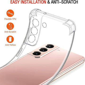 Transparent Shockproof Phone Case For Samsung Galaxy S23 / S23 Plus / S23 Ultra / S22 S21 S20 FE 5G Thick Airbag Cover Clear