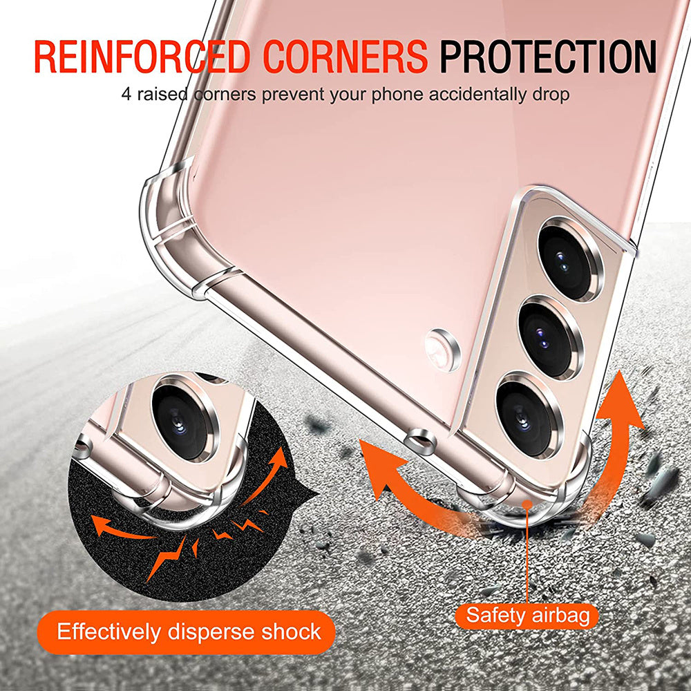 Transparent Shockproof Phone Case For Samsung Galaxy S23 / S23 Plus / S23 Ultra / S22 S21 S20 FE 5G Thick Airbag Cover Clear