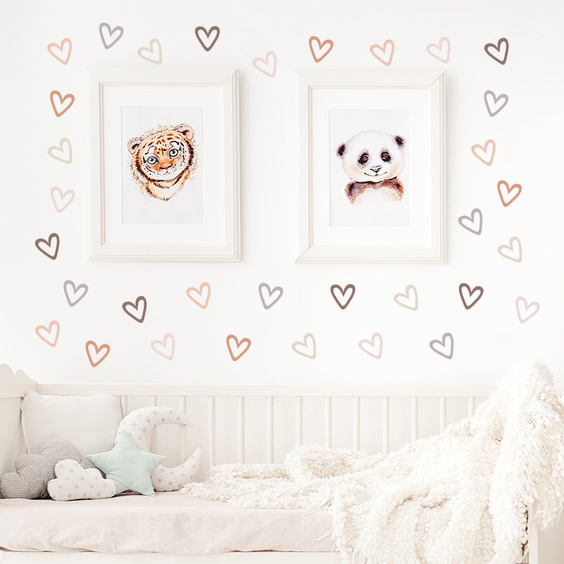 12pcs/set New Heart-shaped Decorative Stickers, Lovely Self-adhesive Wall, Children's Room Decoration