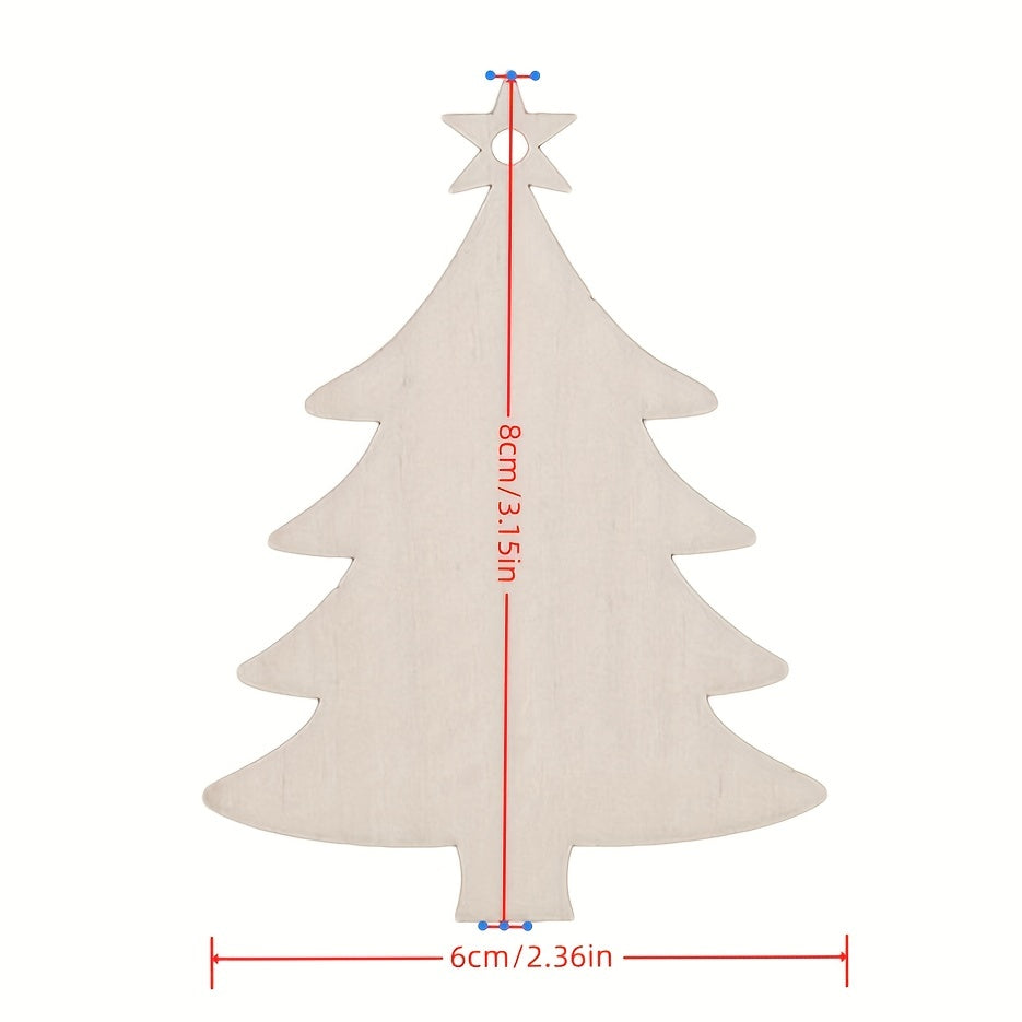 10pcs Natural Wooden Christmas Tree Small Pendant DIY Wood Crafts Christmas Wooden Chips Home Christmas Tree Decorations