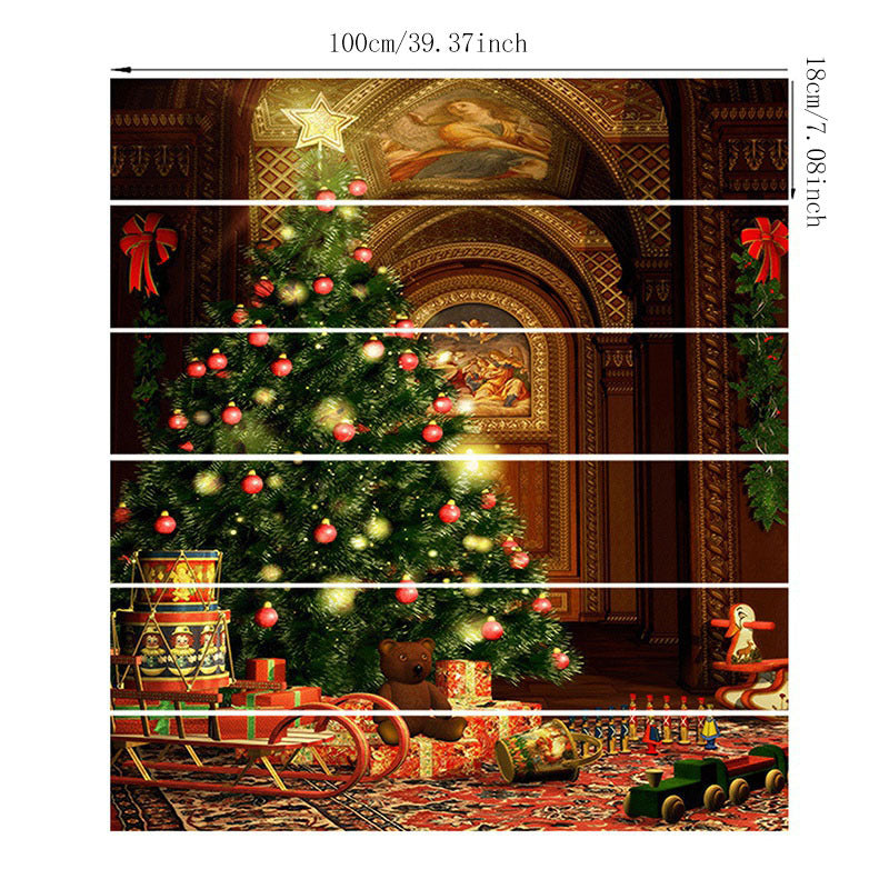 Set Christmas Creative Staircase Stickers Christmas Tree Corridor Stairs Renovation Home Decoration Stickers Christmas Decorations 2023