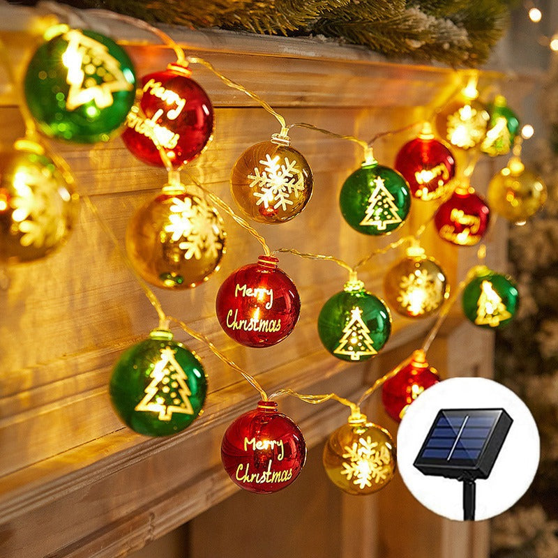 1 Pack 5M 20LED Solar LED Christmas Ball String Lights, Solar Christmas Tree Decoration, Outdoor Waterproof Christmas Light, Colorful Ball Luminous Pendant