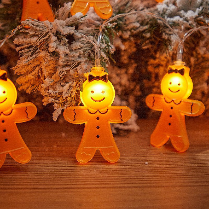 1pc Chrtistmas Decorations Gingerbread Man String Lights, 149.96cm 10 LED Battery Operated Lights, Holiday Gifts,Indoor Outdoor Lights, Christmas Tree Decor, Home Decor