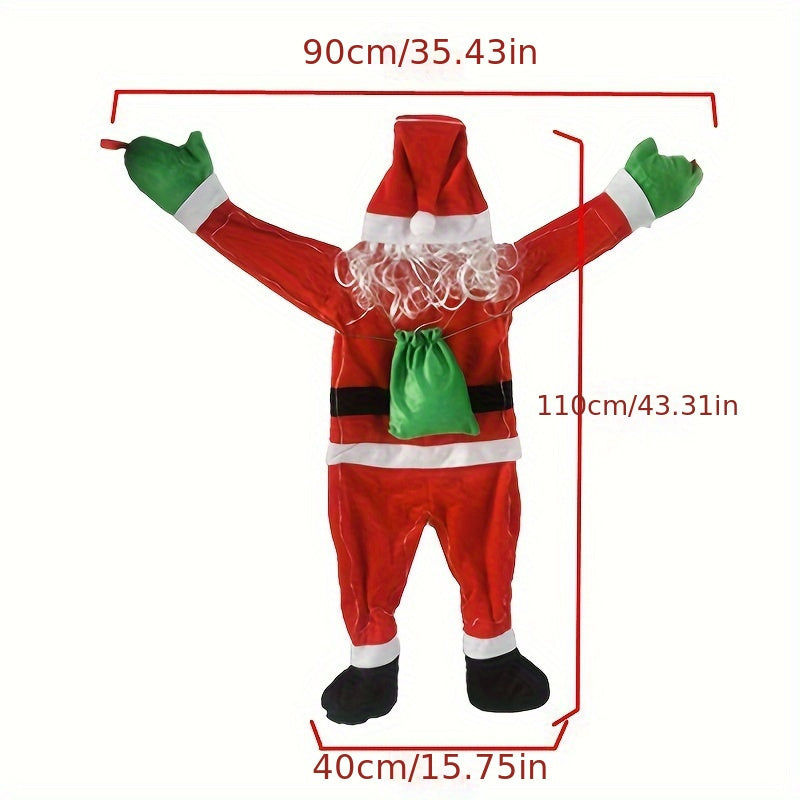 1pc Christmas Hanging Santa Claus With LED String Light Xmas Climbing Decoration Santa Claus Christmas Decorations Outdoor For Roof Porch Balcony Window Door