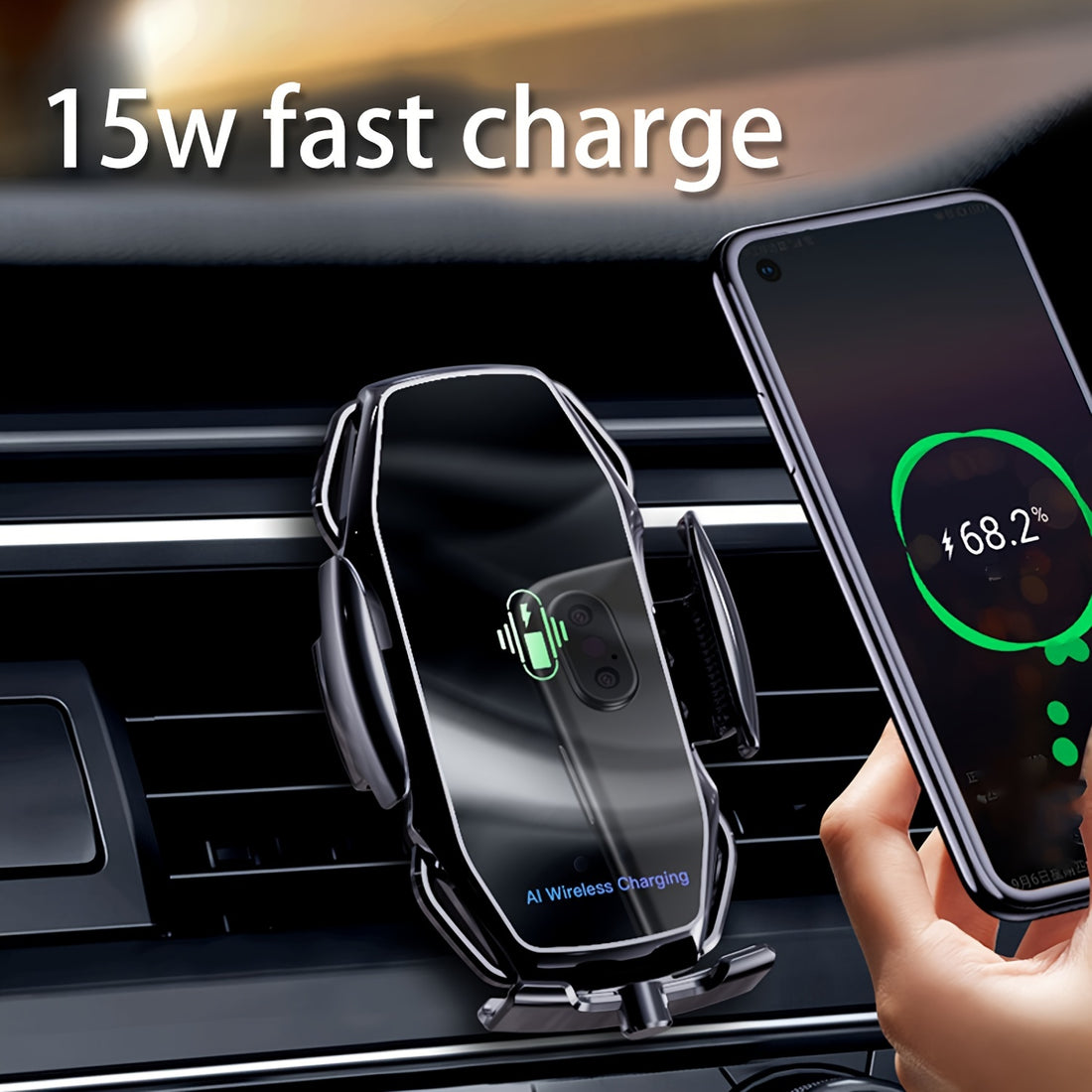 15W Car Wireless Charger, Vehicle-mounted Mobile Wireless Charger, Air Vent General Wireless Charging Phone Holder With Infrared Induction