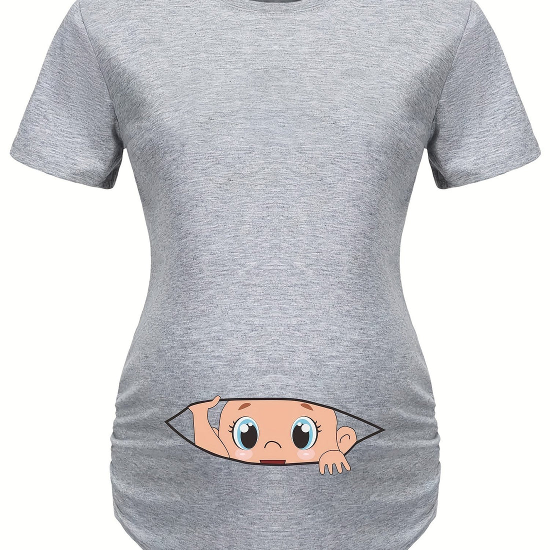 Women's Maternity Casual Trendy T-shirt With Cute Cartoon Baby Graphic For Summer Holiday