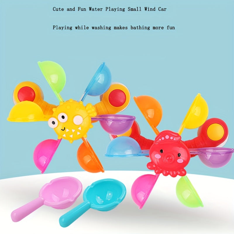 5.5 Baby Windmill Bath Toy - Cute Summer Water Play with 2 Spoons - Perfect for Parent-Child Fun!