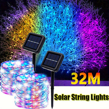 1 Pack Solar String Lights Outdoor, 300 LEDs Extra-Bright Solar Christmas Lights Outdoor, Waterproof 8 Lighting ModesThanksgiving Decorations Solar Xmas Tree Lights, 32.0meter