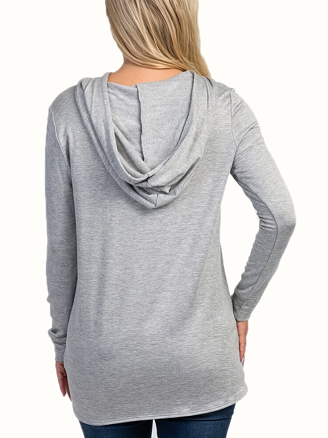 Women's Maternity Trendy Solid Hoodie, Casual Slightly Stretch Breathable Breastfeeding Pregnancy Nursing Top For Outdoor