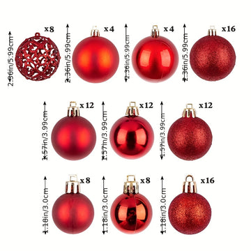 100Pcs Christmas Ball Ornaments, Shatterproof Christmas Ornaments Set With Hand-held Gift Package For Xmas Tree(Red/ Golden/ Silvery/ Black /Brown /Black Golden /red White /pink)