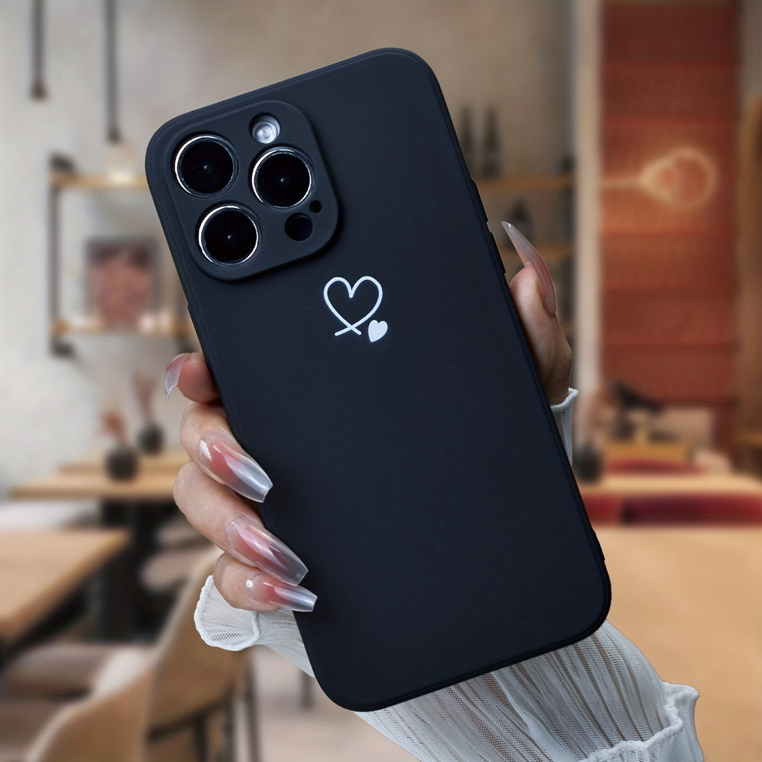 Black Love Heart TPU Phone Case For IPhone 14/iphone 13/iphone 12/iphone 11/iphone X/iphone 8/iPhone 7/iPhone 8p/iPhone 7p/iPhone/iphone XS Max/iphone 13 MINI/iphone 12 MINI/iphone 14 Pro/iphone 13 Pro/iph