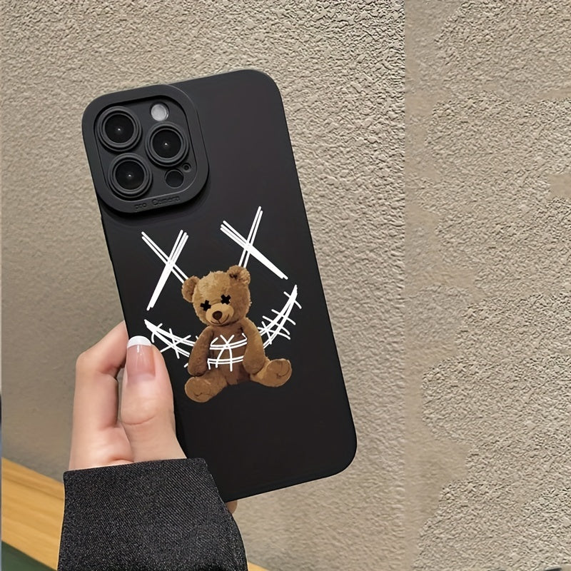 Black Cute Bear Protective Phone Case Pupil Shadow Bear Anti-fall Phone Case Gift For Birthday/Easter/Boy/Girlfriends