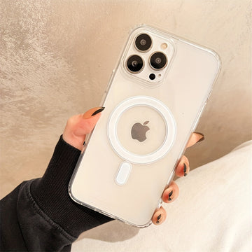 Shockproof Magnetic Wireless Charging Clear Phone Case for iPhone 14/13/12/11 Pro MAX/XR/XS/Plus - Compatible with Magsafe Charger