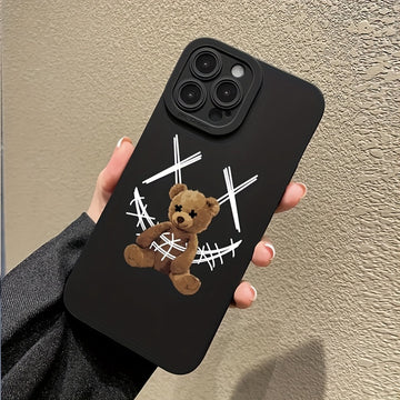 Black Cute Bear Protective Phone Case Pupil Shadow Bear Anti-fall Phone Case Gift For Birthday/Easter/Boy/Girlfriends