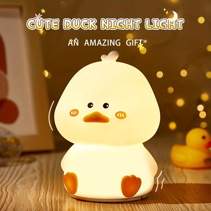 1pc Duck Night Light, Cute Silicone Nursery Night Light, Bedside Mood Light, Boys And Girls Night Light, Bedroom Soft Night Light, Kids Room Kawaii Bedside Lamp, Three-Gear Timing Remote Control, Gift For Girls Boys