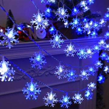 1 Pack Snowflake String Lights, Battery Operated, Fairy Lights For Living Room Corridor Bedroom Stair Handrail Christmas Tree Bedroom Party Wedding [Without Battery]