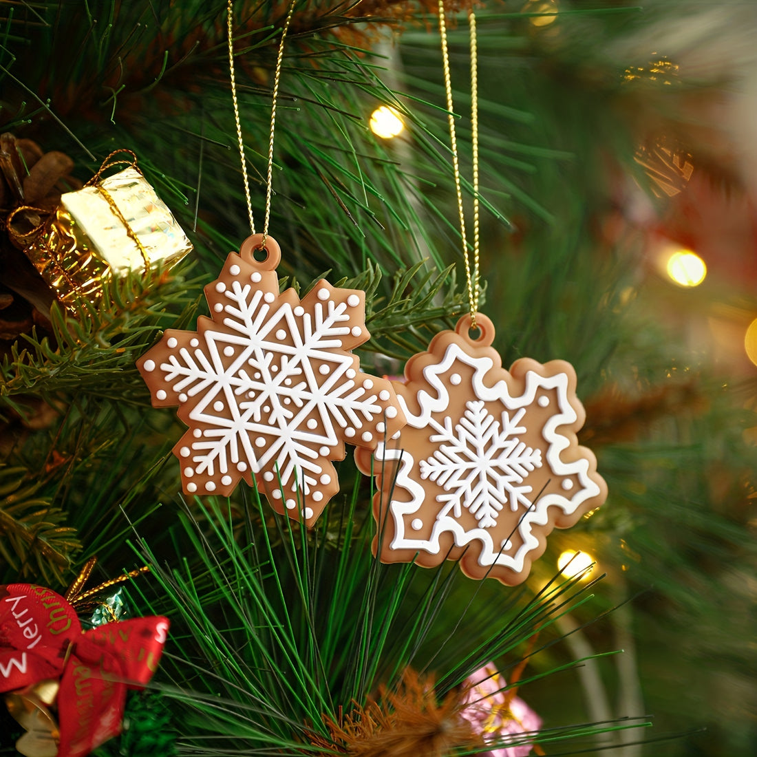 10pcs Christmas Decoration Gingerbread Man Pendant Christmas Tree Hanging Decoration Snowflake Decoration Scene Decoration Props Christmas Decor 2023