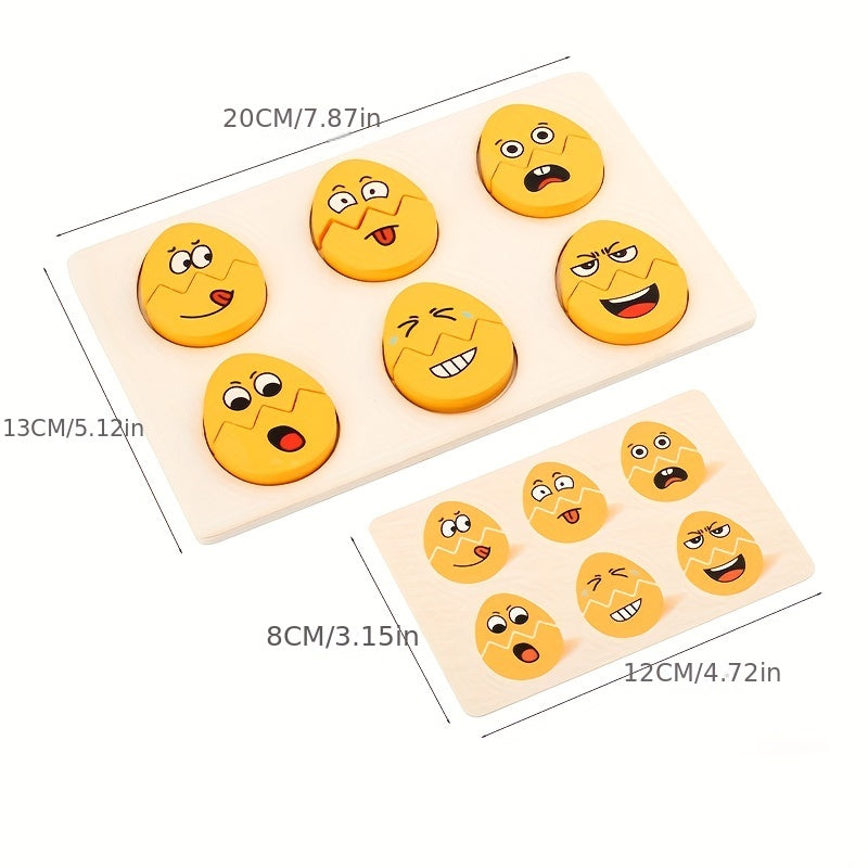 Wooden Children's Early Education Funny Expression Egg Matching Puzzle Game Children's Attention Training Interactive Puzzle Toy