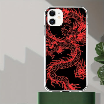 Red Dragon Patterned Transparent Silicone Phone Case - Perfect Gift for Birthdays, Easter, Boys & Girlfriends!