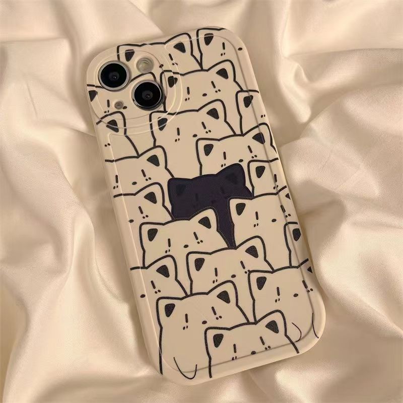 Black And White Line Bear Phone Case For IPhone 14 13 12 11 Pro Max Xs Max XR 7 8 Plus SE 2020 Silicone Cover Cases Gift For Valentines/Easter/Boy/Girlfriends