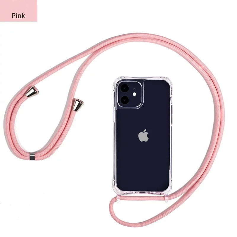 Stylish Transparent Hard Phone Case & Lanyard Combo - Perfect for iPhone 14/13/12/11 Plus & Pro Max!