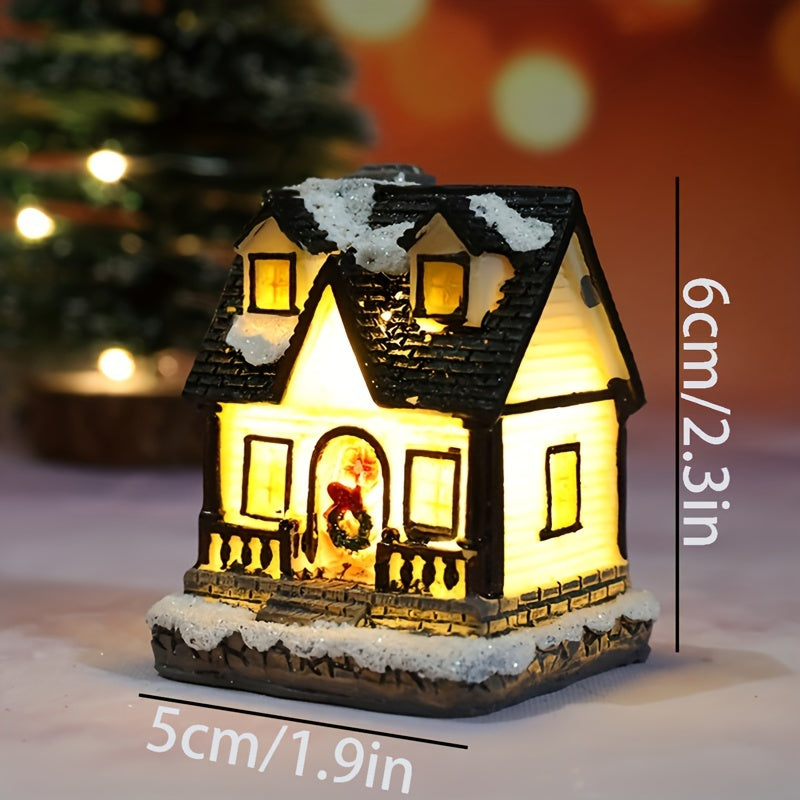 1pc Christmas New Christmas Decoration Resin Small House Micro Landscape Resin House Small Ornament Christmas Gift