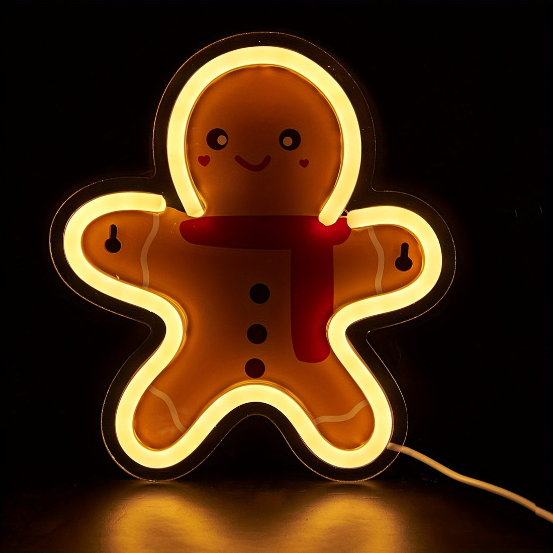 1pc LED Back Plate Neon Sign, Christmas Gingerbread Man, 5V USB Powered With On-line Switch, Multipurpose Decorative Wall Lamp