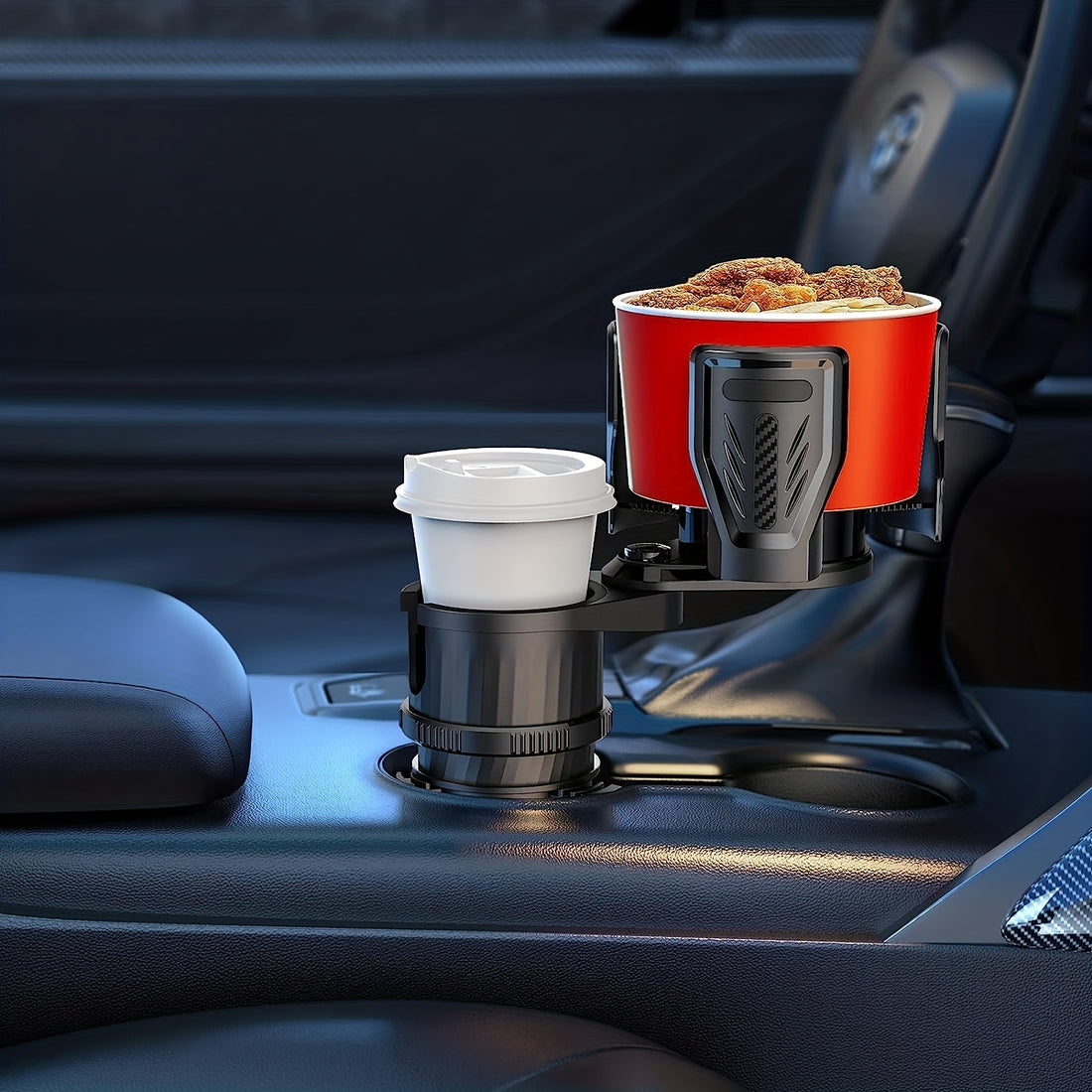 Upgraded 2-in-1 Multifunctional Car Cup Holder Expander Adjustable And Stable Dual Cup Holder With Compass Vehicle Drink Cup Adapter For Most Car Truck