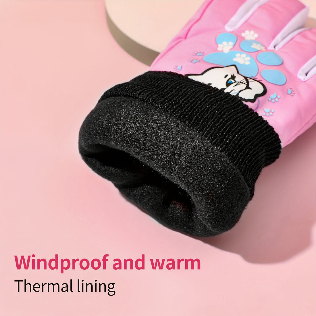 Children's Warm Keeping Full Finger Skiing Gloves, Windproof Waterproof And Non-slip Cartoon Gloves For Boys And Girls, Outdoor Skiing & Cycling Gloves