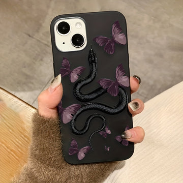 Brighten Up Your iPhone with a Butterfly Snake Pattern Mobile Phone Case!