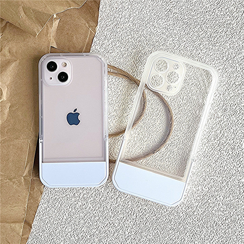 Transparent Silicone Soft Cover Phone Case Holder Stand Bracket For IPhone 14 13 12 11 Plus Pro Max