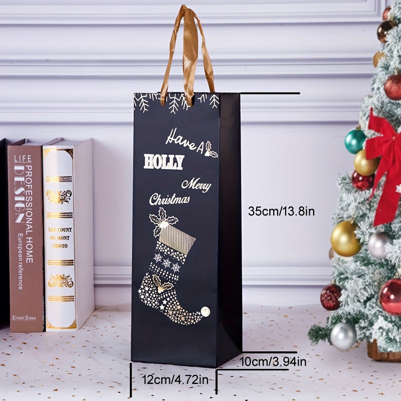 12pcs Christmas Wine Bag Gift Bag, Wine Bag (11.99x35.05x10.01cm), Suitable For Christmas, New Year, Parties, Festive Parties, Red Wine Gift Bags.