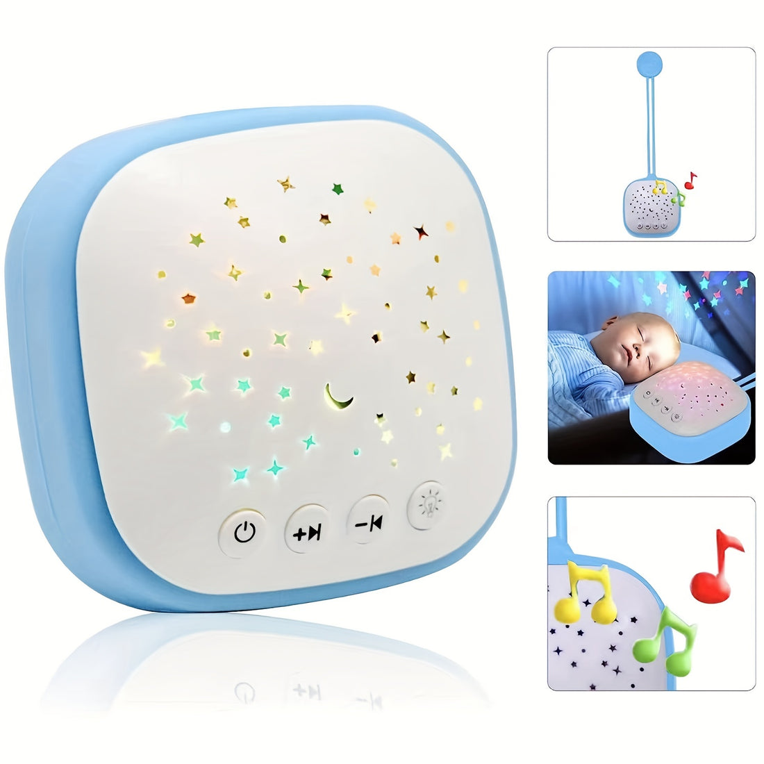 Portable Baby Sleep Aid: White Noise Sound Machine With Starry Night Light Projector - Perfect For Car Rides, Stroller Walks, Cribs & More! Christmas, Thanksgiving day, New Year, Valentine's Day Gift