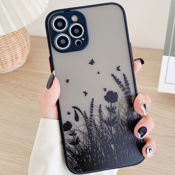 Stylish Black Flower Pattern Phone Case for iPhone 8/8Plus/7/7Plus to iPhone 14/14Pro Max