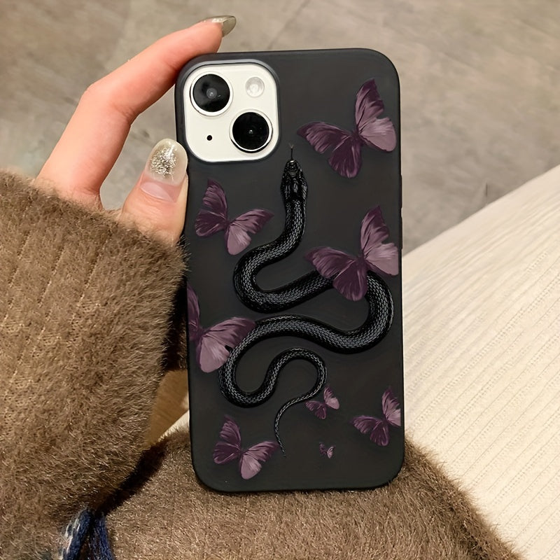 Brighten Up Your iPhone with a Butterfly Snake Pattern Mobile Phone Case!