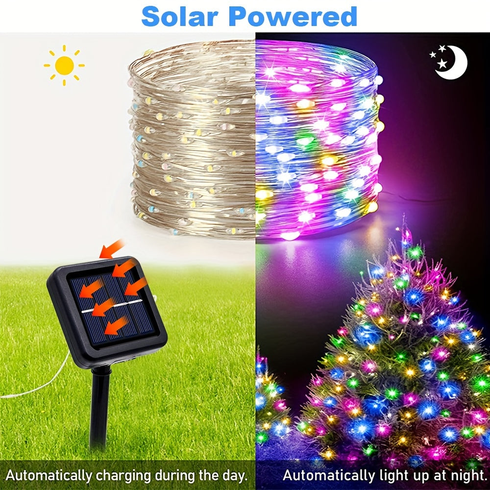 1 Pack Solar String Lights Outdoor, 300 LEDs Extra-Bright Solar Christmas Lights Outdoor, Waterproof 8 Lighting ModesThanksgiving Decorations Solar Xmas Tree Lights, 32.0meter