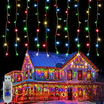 1 Pack Icicle Christmas String Lights, Waterproof, USB Plug Fairy LED Icicle String Lights, String Lights Decorations For Xmas Indoor Outdoor Party Home Tree Decor