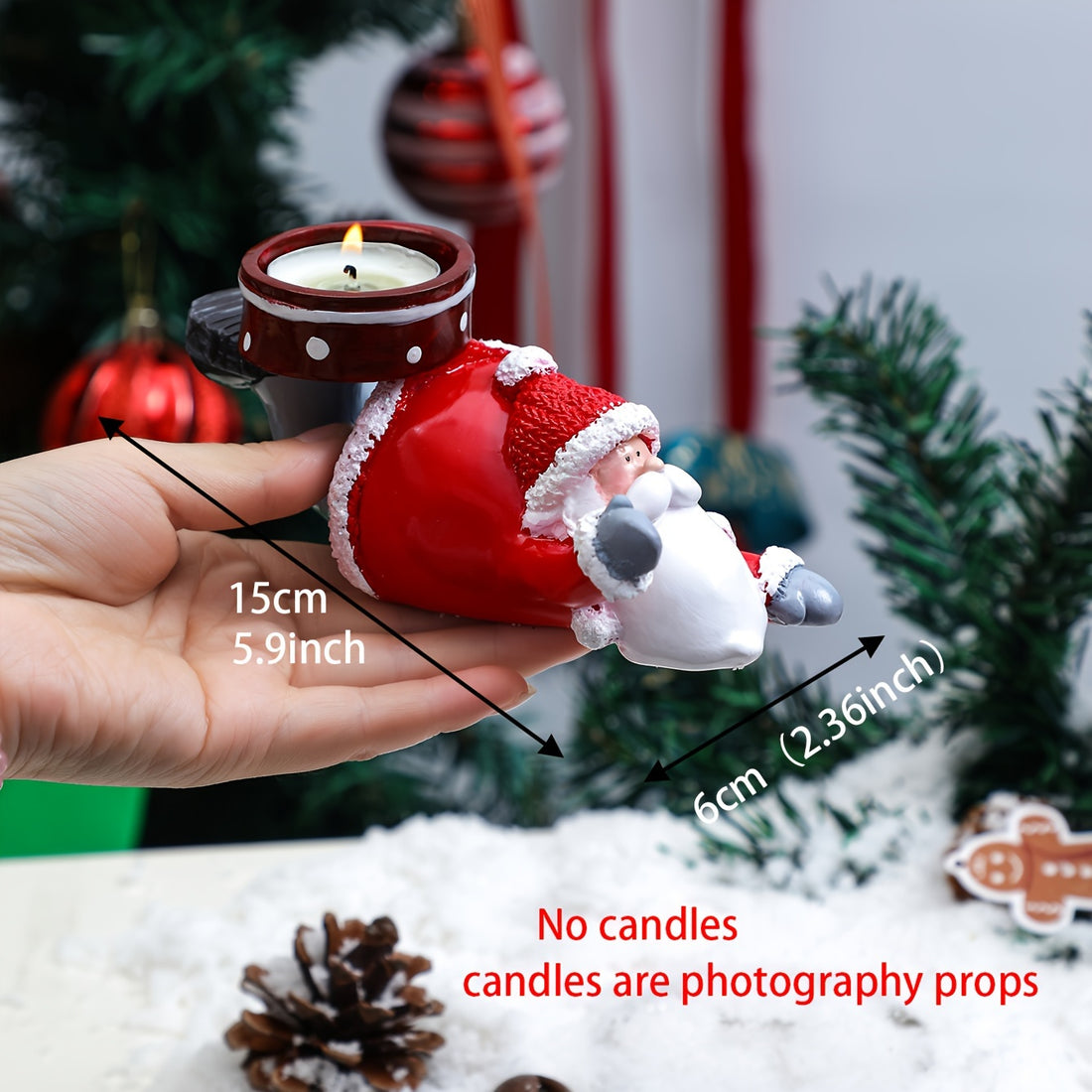 1pc Creative Cute Santa Claus Candle Holder, Resin Candle Holder Decoration, Christmas Gift Table Decoration Party Candle Holder, Family Atmosphere Supplies, Christmas Decoration (candles Not Included)