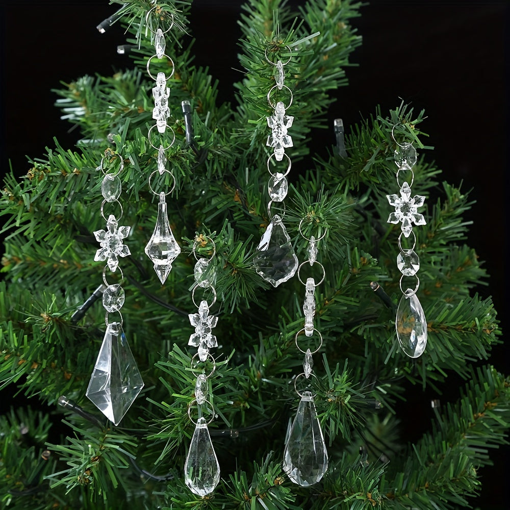 12pcs, Sparkling Crystal Snowflake Christmas Tree Ornaments, Perfect For Winter Holiday Decorations And Parties Party Decor Pendant