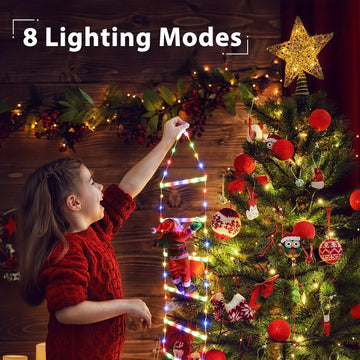 1 Pack Toodour LED Christmas Lights - 93.98cm Christmas Decorative Ladder Lights With Santa Claus, 8 Lighting Modes Christmas Decorations Lights For Indoor Outdoor, Window, Garden, Home, Wall, Xmas Tree New Year Decor